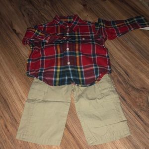 NWT! Infant RL Flannel Top with Cargo Pant